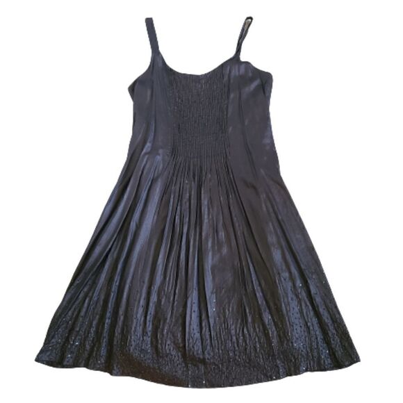 Eileen Fisher Women's Java Brown Rumpled Silk Sequined Dress Size XS - Picture 1 of 15